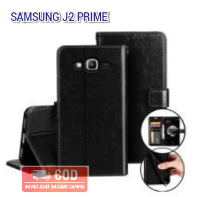FLIP CASE DOMPET KULIT POLOS SAMSUNG J2 PRIME