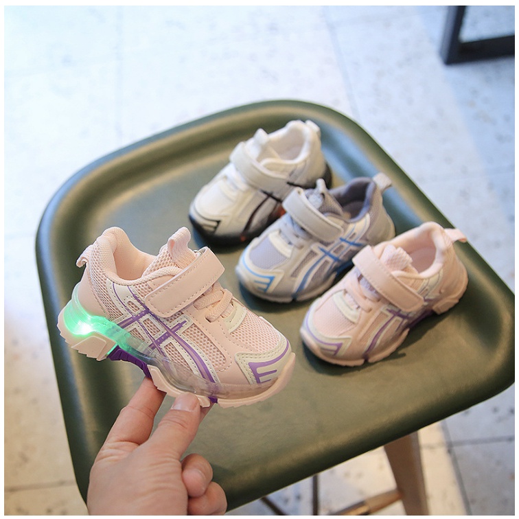 babyfit  SYMETRE sepatu sneakers lampu led anak dengan sol karet import ty-920r