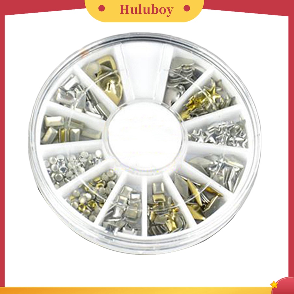 Huluboy Huluboy♡ 120pcs Stiker Stud Metalik Warna Emas / Silver Untuk Dekorasi Kuku