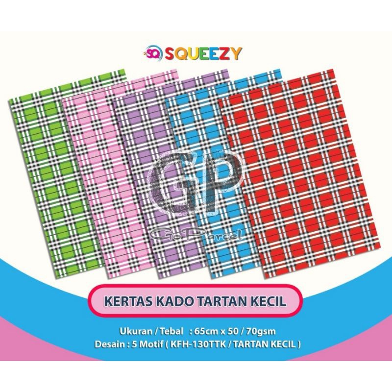 ( 5 Lembar ) KERTAS KADO SQ DOFF - GIFT WRAPPING PAPER CHECKERED / KOTAK BESAR SQUARE KECIL PLAID MINI