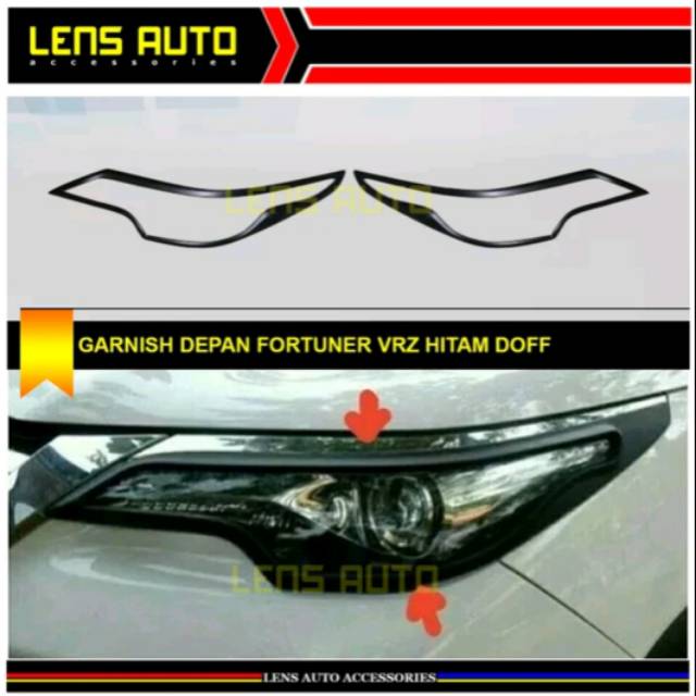 GARNISH LAMPU DEPAN FORTUNER 2016 UP - HITAM DOFF