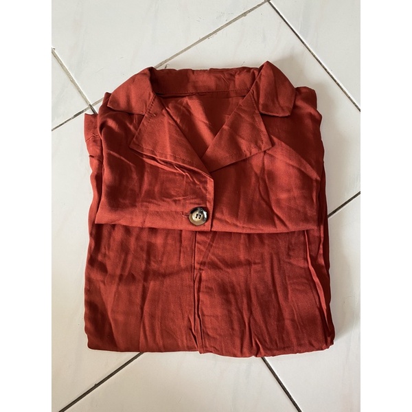 ZENAYA SET SETEL281 SETELAN BAJU CROP DAN CELANA PANJANG KULOT BUSUI SETEL281-Terracotta baru