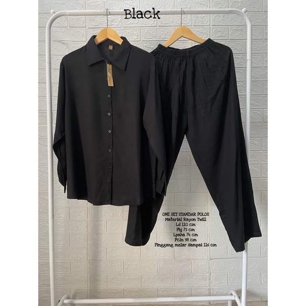 BEST SELLER ONE SET STANDAR POLOS-Black Ld 110