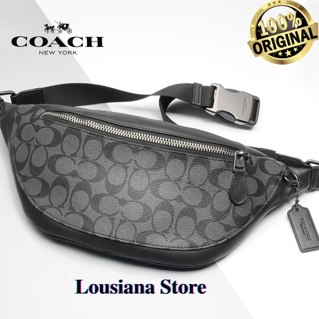 Waistbag Coach Rivington Signature Warren BeltBag Charcoal Black 78777