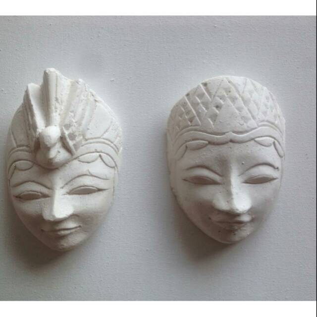 Topeng polos gypsum Model Rama dan Shinta