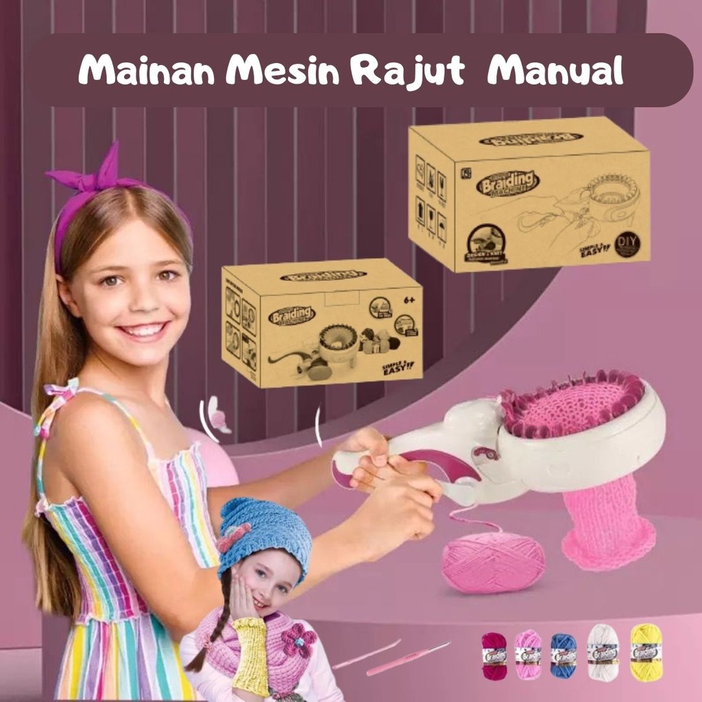 Mainan DIY Mesin Rajut Wol Manual Mesin Tenun Kerajinan Tangan Anak Bermain Kreatif Syal Sarung Tangan