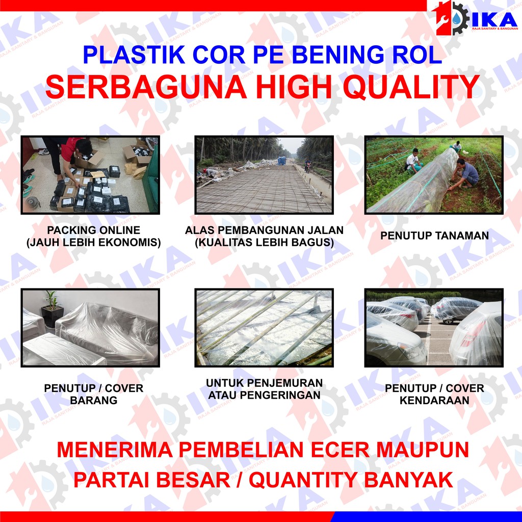 PLASTIK COR PE BENING SUPER TEBAL / CLEAR JERNIH (1ROLL= 103-105 MTR) TERMURAH COVER PENUTUP AMAN