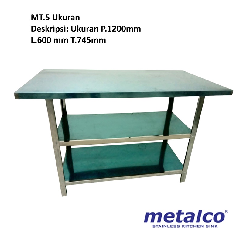 Meja Stainless Steel Metalco MWT3 Dapur Kitchen