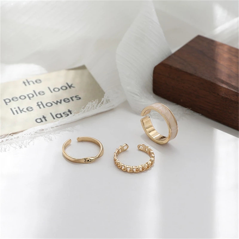 [Fashion Simple Three-piece Set dripping oil Rings For Women ] [Elegant Ladies Smooth Finger Ring] [Lovely Jewelry Gifts For Friends]