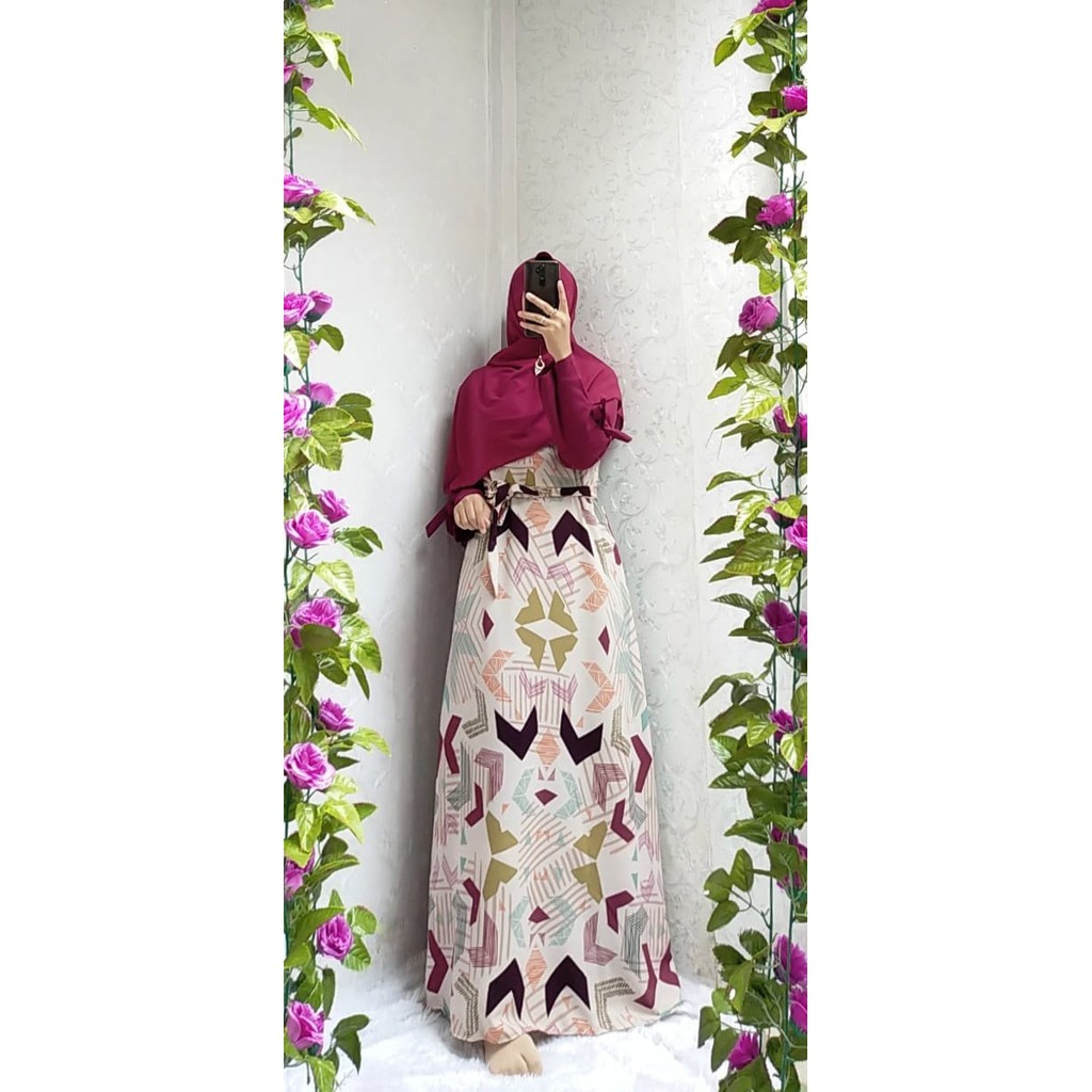 Gamis monalisa wolfis tangan pita syari muslim outfit alila WOLFIS OOTD terbaru