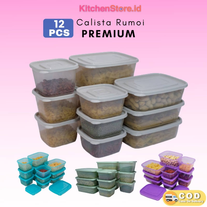 CALISTA RUMOI PREMIUM 12 PCS TOPLES PLASTIK SET TEMPAT PENYIMPAN MAKANAN BUMBU DAPUR FOOD CONTAINER FOOD PREPARATION TOPLES MPASI SET BEBAS BPA WADAH SET KULKAS PLASTIK