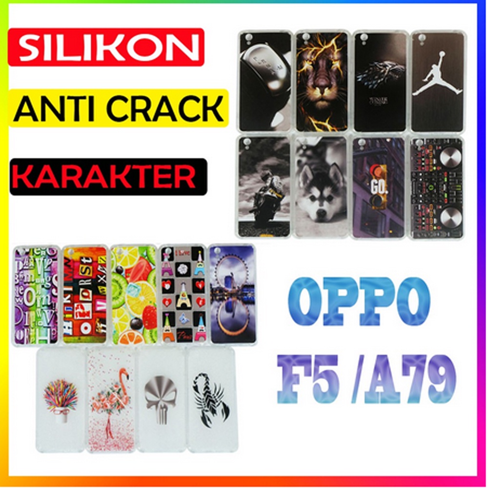 ANTI CRACK OPPO F5  Case Casing Anti Shock 3D Motif Softcase Gambar Silikon Handphone Kasing HP Anticrack Sarung Kesing Antishock Softshell Soft Silicon Jelly Case