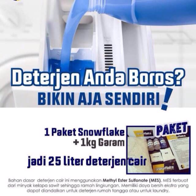 Snowflake Paket Bahan Deterjen Cair Hemat Laundry Mesin Cuci Wangi Lembut Sabun Baju Pakaian Bersih