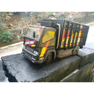  Miniatur Truk Canter Warna Hitam Bahan PVC panjang 38cm x 