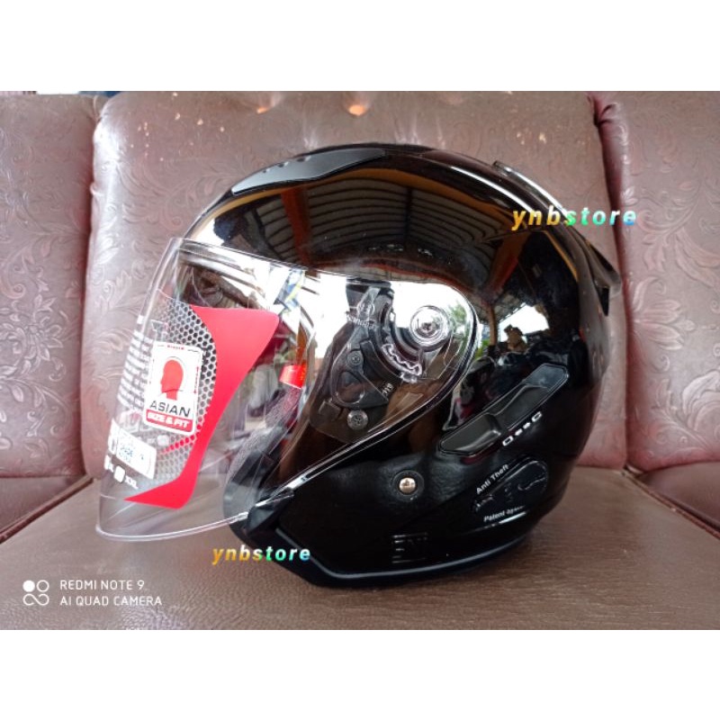 Helm KYT Galaxy Flat R Solid Motif Double Visor Original | KYT Half Face Galaxy Flat R Polos Black Hitam Doff Metalik Fire Red Merah Maroon Ferrari White Putih Gorila Grey Gunmetal Abu Aqua Blue Motif 4 5 Mimetic Neon Matrix Red Blue Yellow galaxy Slide-4