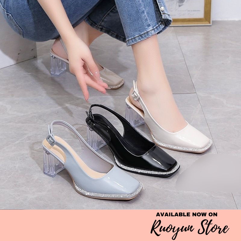 RYX - Glass Queen Sepatu Heels Gesper Wanita Fashion Formal / Pesta - Ori Import