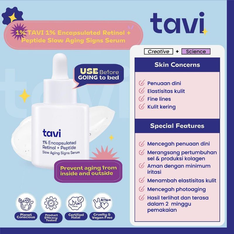 TAVI 1% Encapsulated Retinol + Peptide Slow Aging Signs Serum 30m