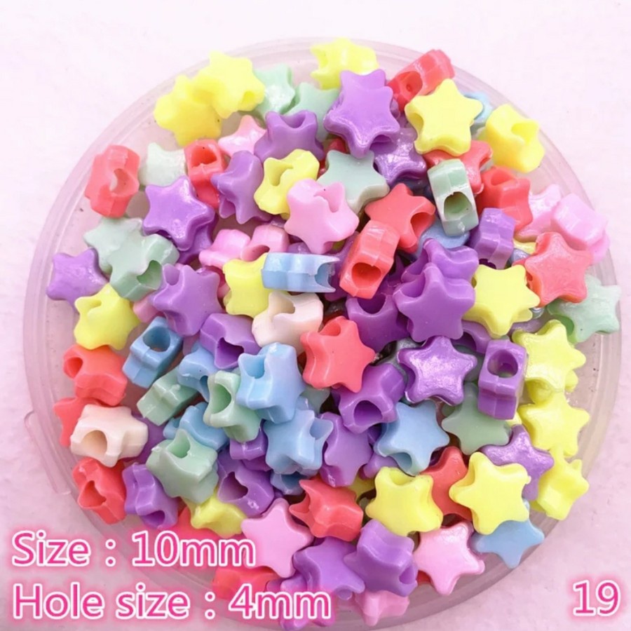 ISI 20GR MANIK MOTE STAR PASTEL LUBANG BESAR BAHAN KERAJINAN TANGAN DIY CRAFT CANTIK