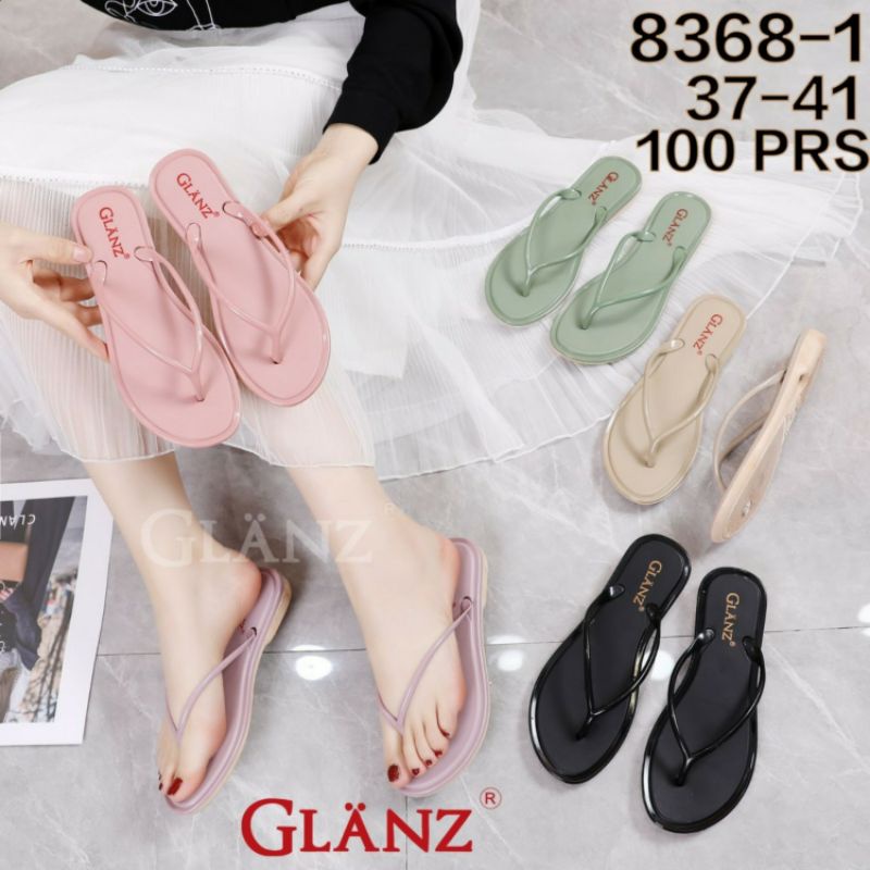 L1001-GL13 Sandal Glanz Tali Bulat Wanita Jepit Karet Sendal Tipis Perempuan Semi Wedges 8368-1 2,5cm Japit Flat Kabel Kecil Tinggi Jelly Cewek Glanzton Verotino 8368 L1001 Empuk Murah Cantik Kekinian