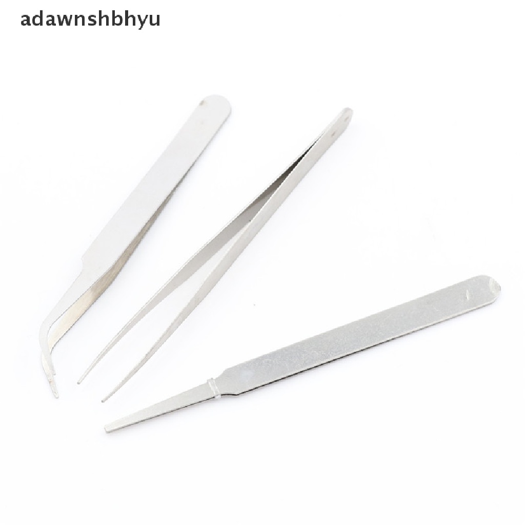 Adawnshbhyu 3pcs /set Penjepit Stainless Steel DIY Alat Perbaikan Presisi Perakitan Elektronik