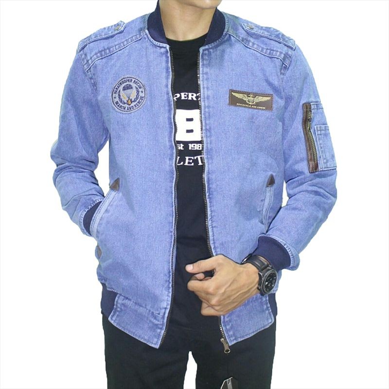 [SIAP KIRIM] JAKET JEANS SLETING PRIA COWOK SENWASH SANDWASH BOMBER DENIM RCFL ROCAFELA ORIGINAL