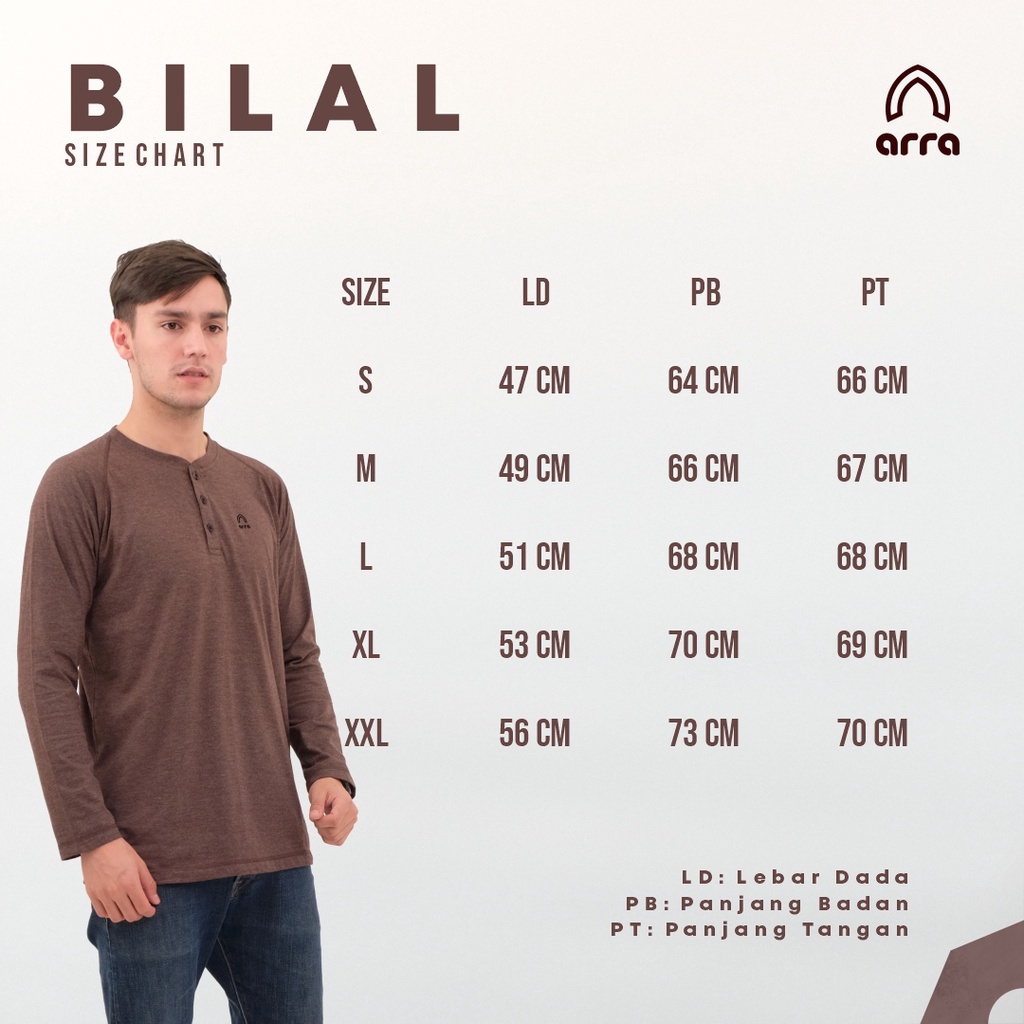 Arra Baju Kaos Pria Lengan Panjang Bilal Series Atasan Tshirt Pria Santai Muslim Pria Dewasa Katun Two Tone Original Premium