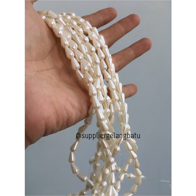 bahan Mutiara Sintetis TETES 8MM WHITE PEARL TULANG manik aksesoris