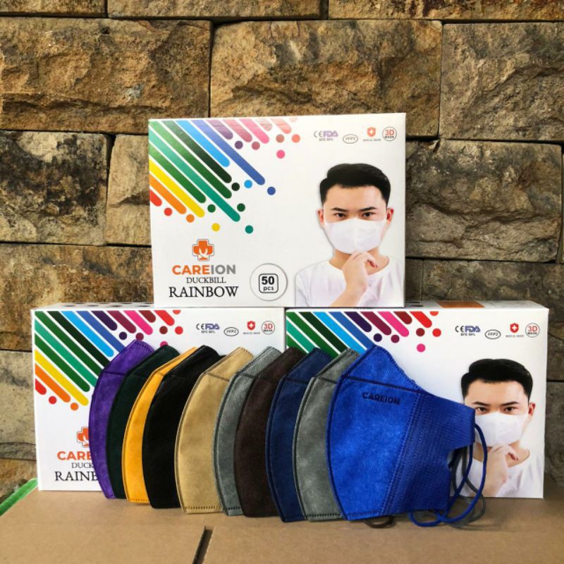 Careion - Masker Careion Duckbill Rainbow Dewasa isi 50pcs