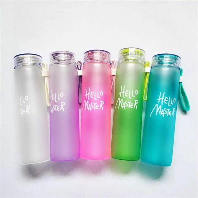  Botol  minum  Hello Master Kaca  480ml Pouch Warna Bubble 