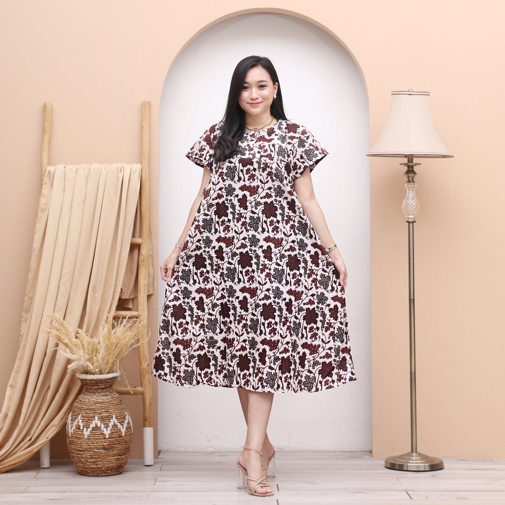 Daster Kencana Ungu Batik - Motif Abstrak - Sleting Dada - Busui - Bumil - Centini Hitput-DASTER 05