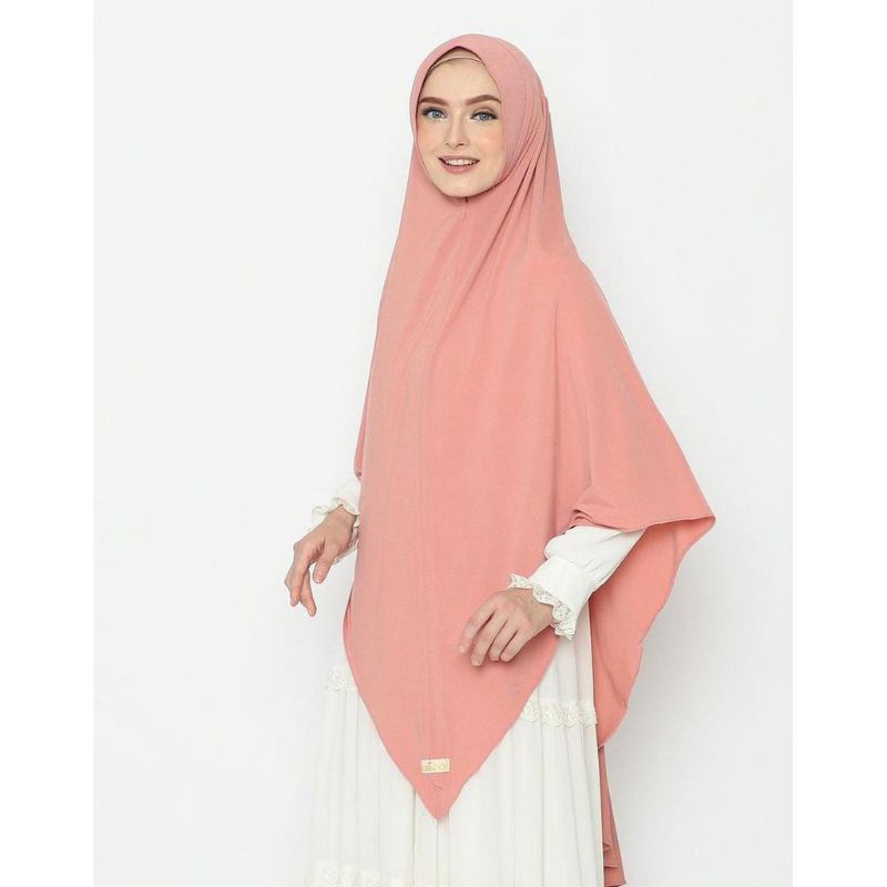 KHIMAR JERSEY JUMBO V KHIMAR SYARI VALENSHAQUEEN Valensha queen grosirjilbab-Peach