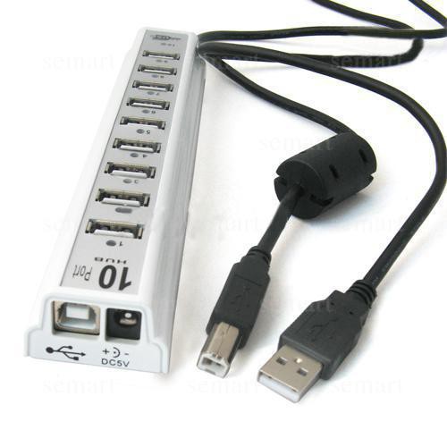 USB HUB 2.0 10 PORT PLUS 2A ADAPTOR HIGH SPEED SUPPORT 2 TB