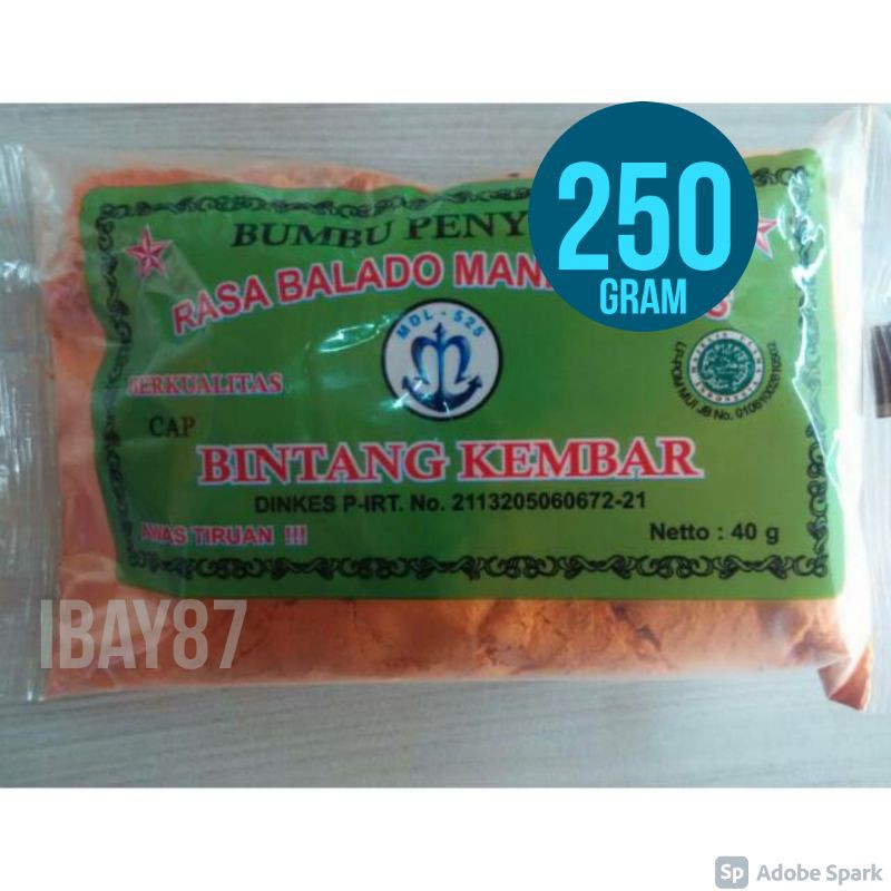 

Bumbu tabur instant atom bintang kembar rasa balado manis pedas