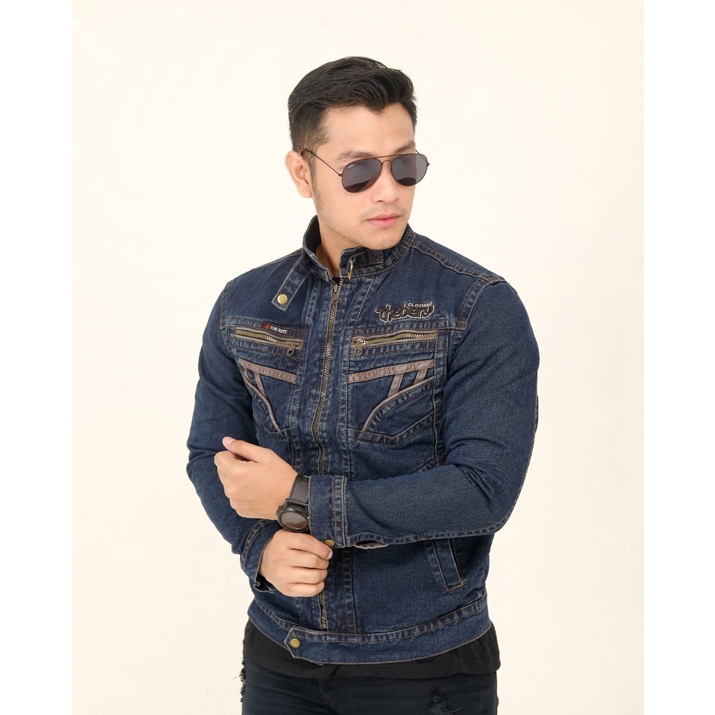 Jaket Denim jumbo 3xl Logo Bordil The Berry Denim pria dewasa Big