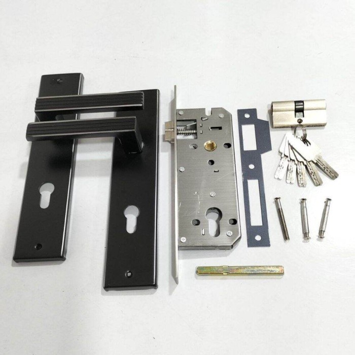 Kunci Pintu Rumah + Silinder KOMPLIT TOTTI BLACK BESAR (G7112)