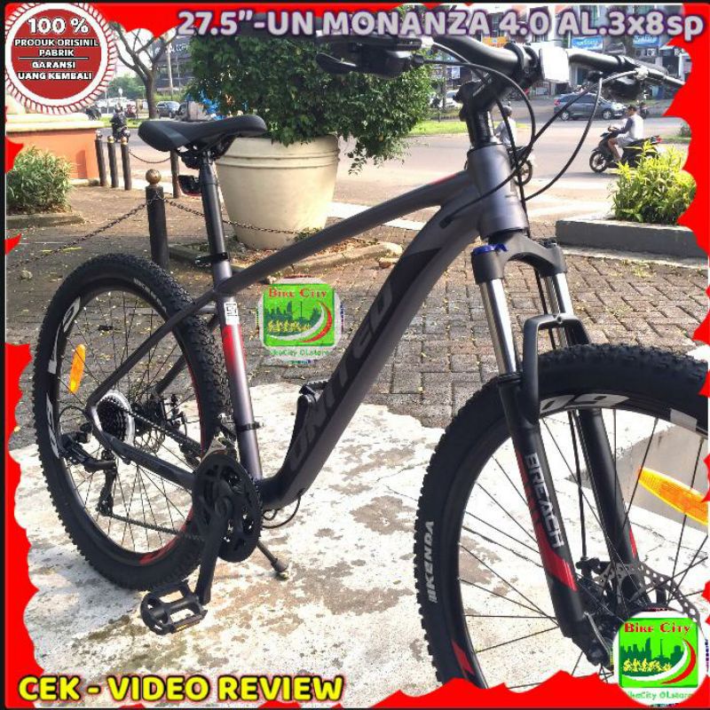 [EKA JAAYA SEPEDA] Sepeda gunung mtb 27.5 inch UNITED MONANZA 4.00 AL.3x8sp Lock Fork T.120
