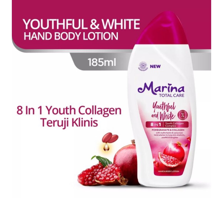 MARINA Hand & Body Lotion Total Care Youthful & White 185ml