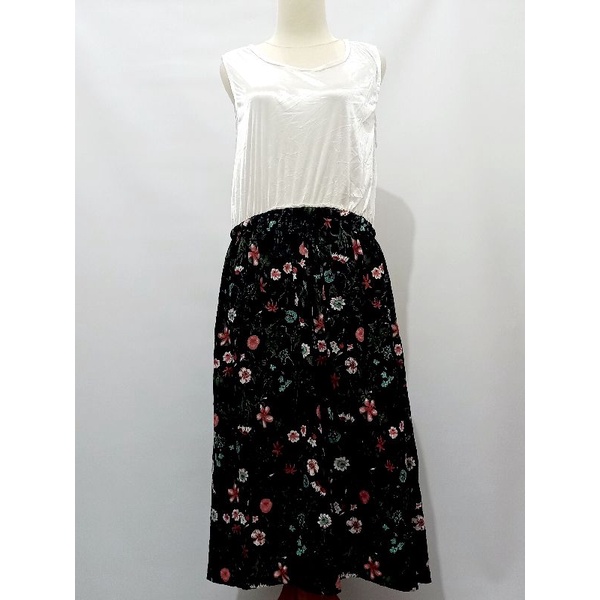Long Dress Cuti* Blon*e Bunga-bunga Kutung