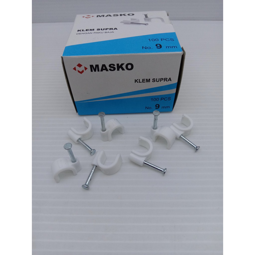 MASKO Klem Kabel No 9mm Supra / Klem Paku Beton 9MM KOTAK isi 100pcs