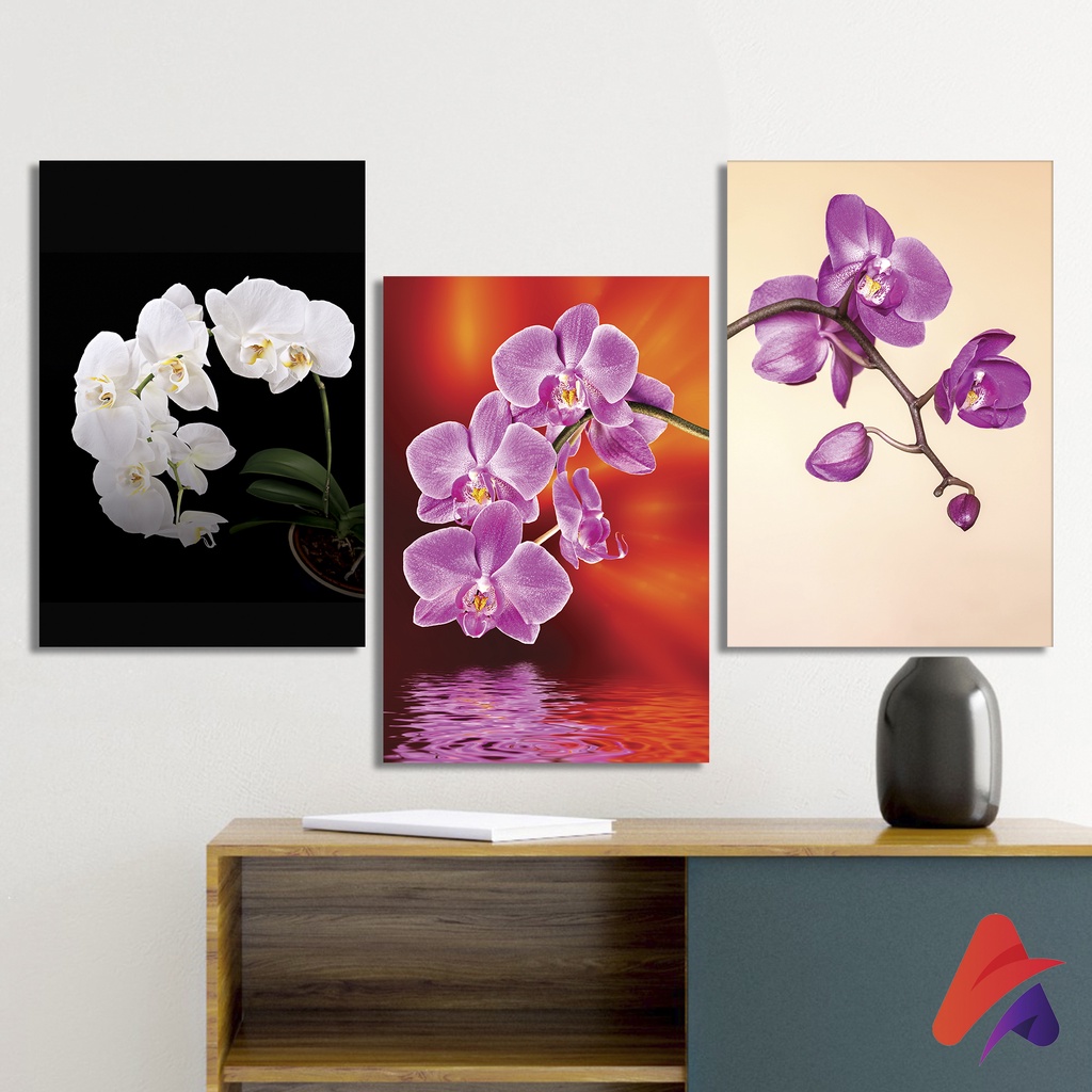 HIASAN DINDING BUNGA ANGGREK (20X30 CM) WALL DECOR PAJANGAN DINDING POSTER KAYU RUANGAN