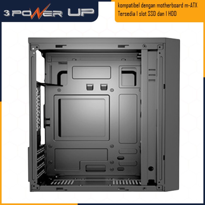 Casing Power Up POWERMAX m-ATX with PSU 500W LED RGB