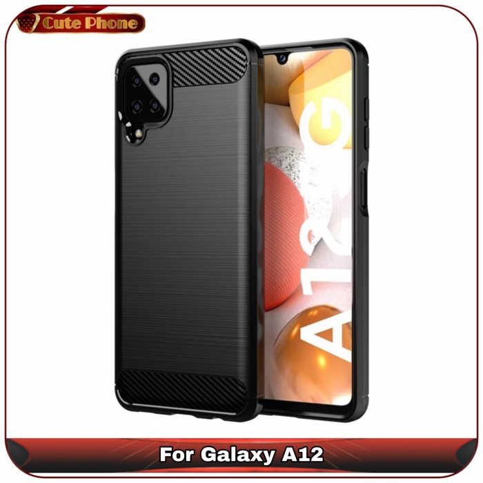 Casing Soft Case Samsung Galaxy A12 A 12 Premium Carbon Fiber Line