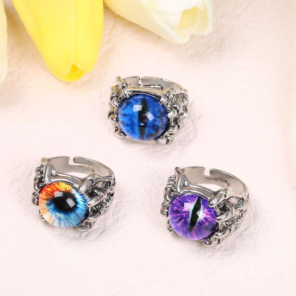 Lily Evil Eye Rings Pria Wanita Aksesoris Club Malam Biker Rock Gothic Motor Pesta