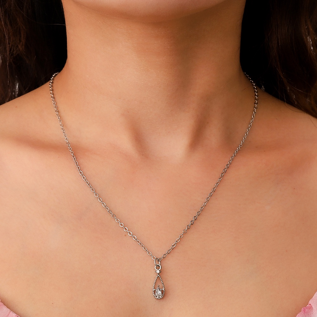 【COD Tangding】 Kalung Rantai Dengan Liontin Bentuk Tetesan Air Untuk Wanita