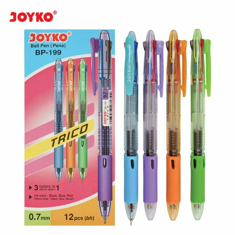 

qwe Pulpen Joyko Bp-199 Trico 3in1 0.7mm ( 1pak/12pcs )