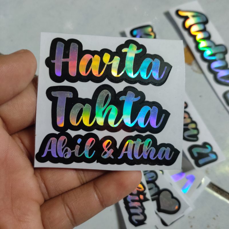 STIKER VIRAL HARTA TAHTA 2 WARNA HOLOGRAM DAN LIS HITAM