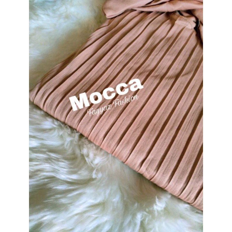 GAMIS PLISKET JUMBO MAYUNG / GAMIS PLISKET TALI  PITA LEHER / GAMIS PLISKET MURAH-Mocca