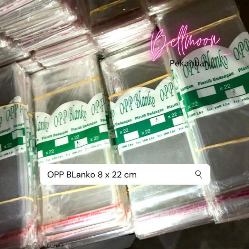 Plastik OPP 7x22cm /8x22cm/9x22cm - Opp blanko seal transparan isi 100 lembar