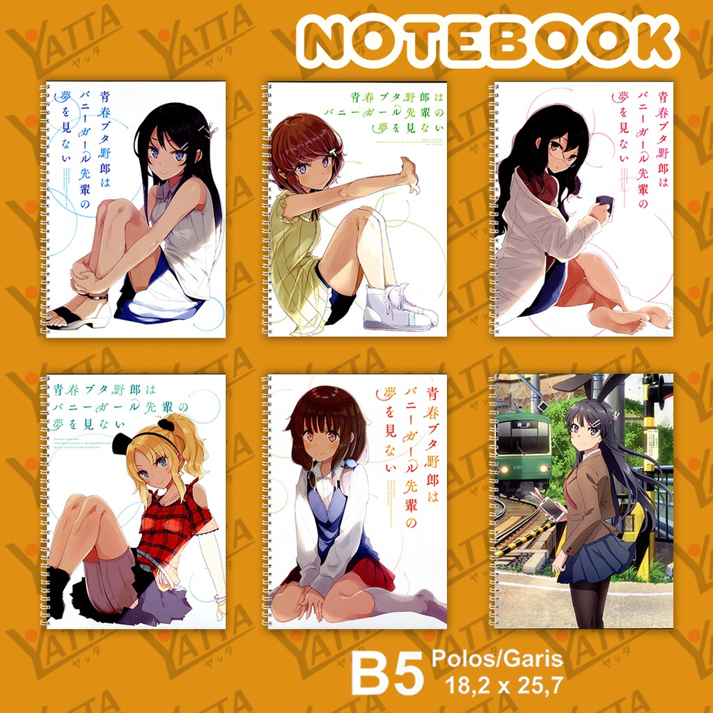 

Notebook Anime ukuran B5 18,2 cm x 25,7 cm Seishun Buta Yarou