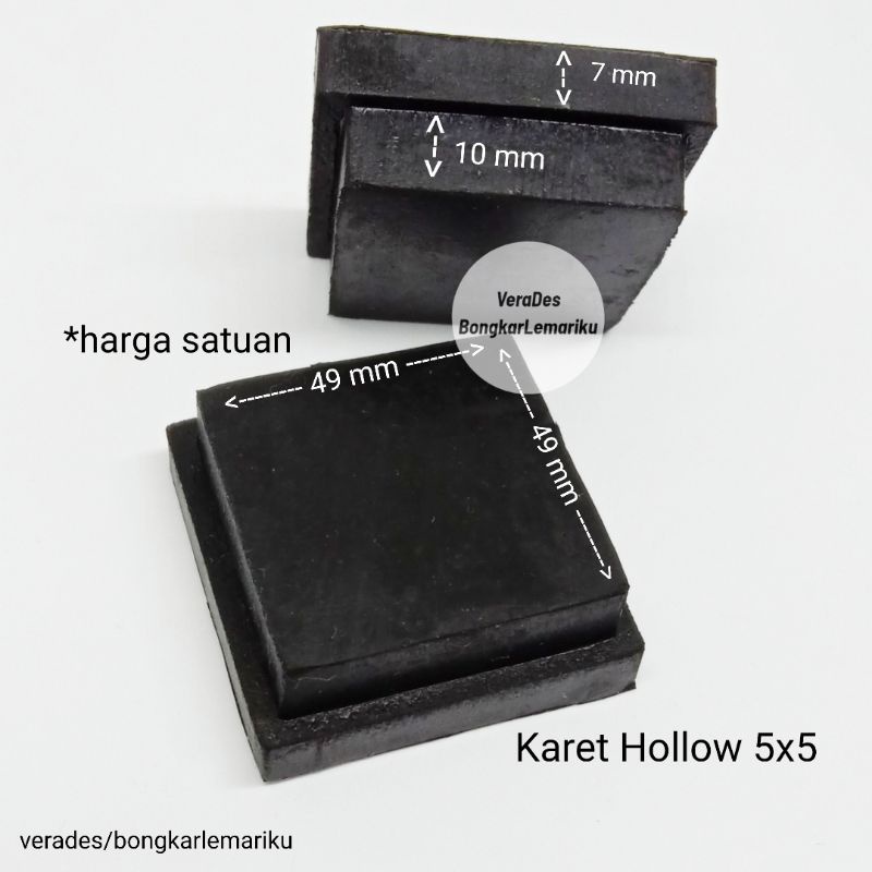 Karet Hollow 5x5 Solid Full Padat Tutup Besi Holo